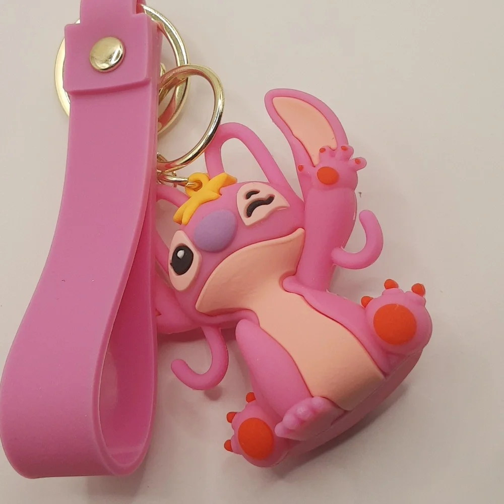 Disney Lilo Stitch Angel Star Silicone 3D Keychain Bag Charm Pendant Keyring